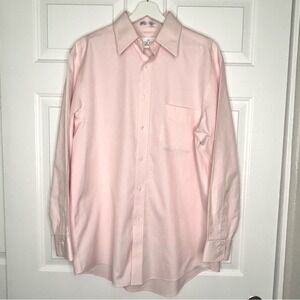 ENRO 80s Mens Dress Shirt Long Sleeve‎ Pink Button Up Casual